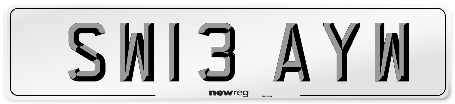 SW13 AYW Number Plate from New Reg